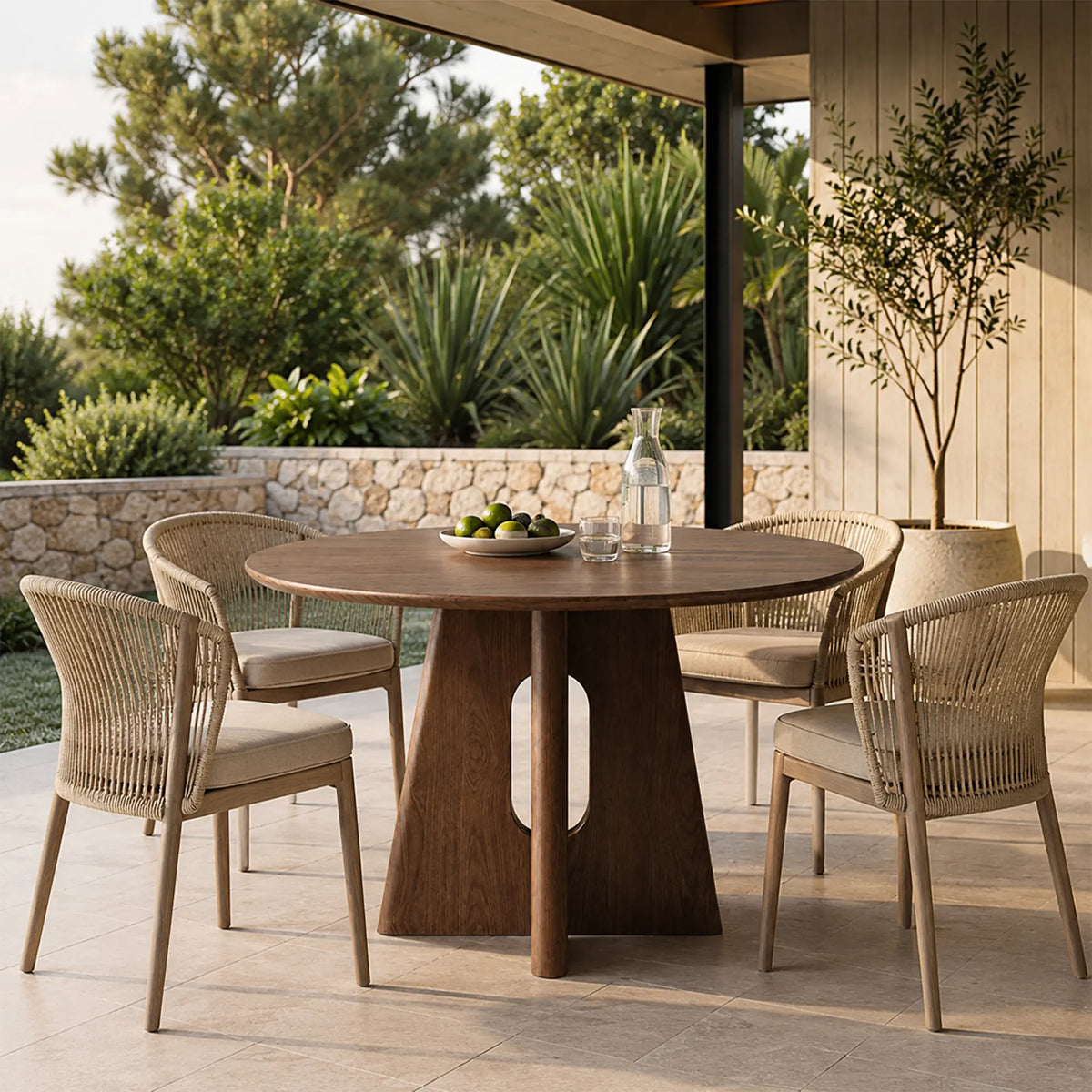 LIVARA Round Solid Wood Dining Table Thickened Top Stable Central Base 90/100cm for Dining Room Apartment Cafe