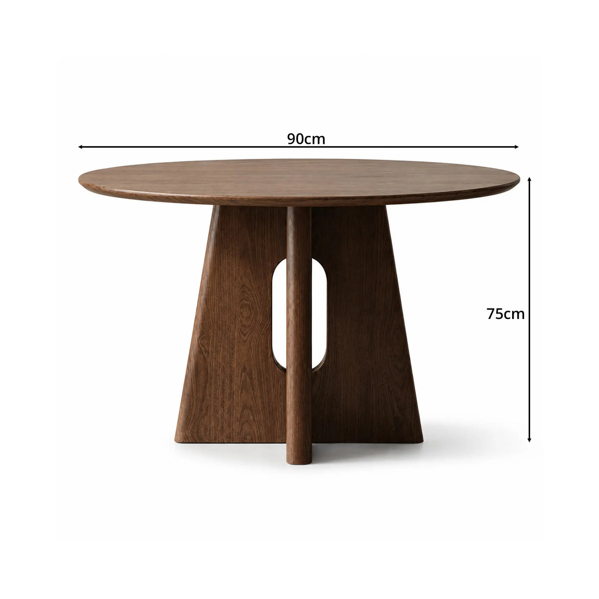 LIVARA Round Solid Wood Dining Table Thickened Top Stable Central Base 90/100cm for Dining Room Apartment Cafe