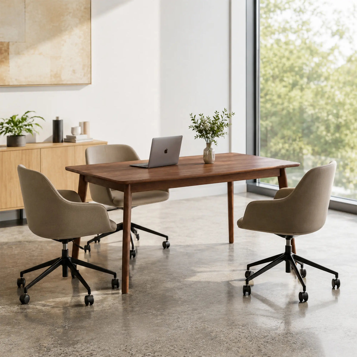 LIVARA Solid Wood Dining Table Thickened Rubber Wood Top Stable Reinforced Structure for Dining Room Kitchen Apartment - Walnut