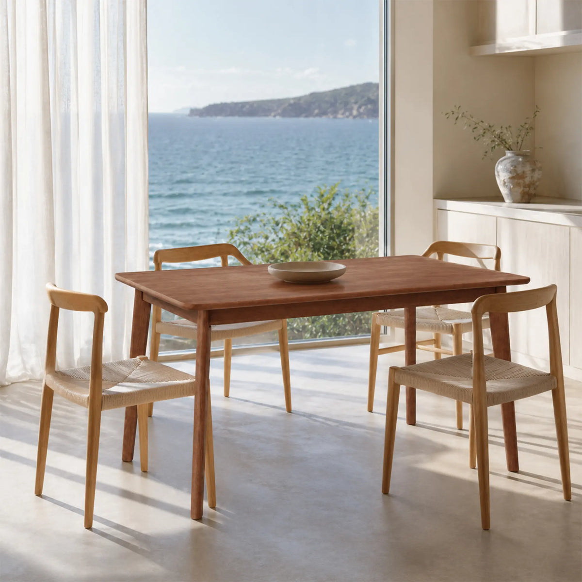 LIVARA Solid Wood Dining Table Thickened Rubber Wood Top Stable Reinforced Structure for Dining Room Kitchen Apartment - Walnut
