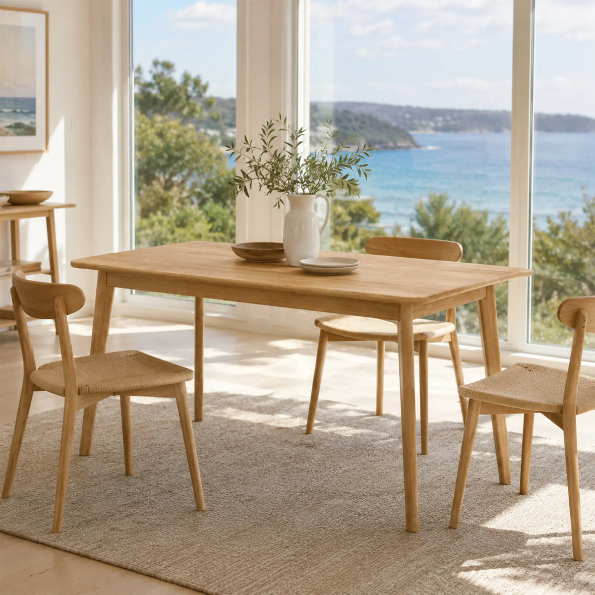 LIVARA Solid Wood Dining Table Thickened Rubber Wood Top Stable Reinforced Structure for Dining Room Kitchen Apartment - Wood