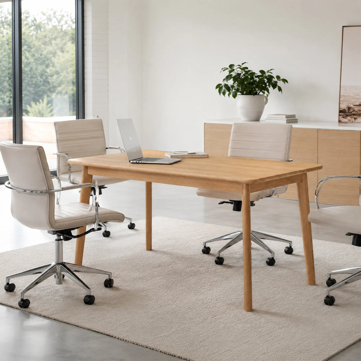 LIVARA Solid Wood Dining Table Thickened Rubber Wood Top Stable Reinforced Structure for Dining Room Kitchen Apartment - Wood
