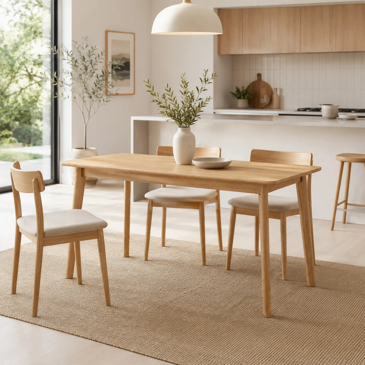 LIVARA Solid Wood Dining Table Thickened Rubber Wood Top Stable Reinforced Structure for Dining Room Kitchen Apartment - Wood