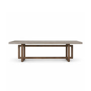 LIVARA Solid Wood Dining Table Grey Cement Texture Geometric Frame 140/160cm for Dining Room Apartment Studio