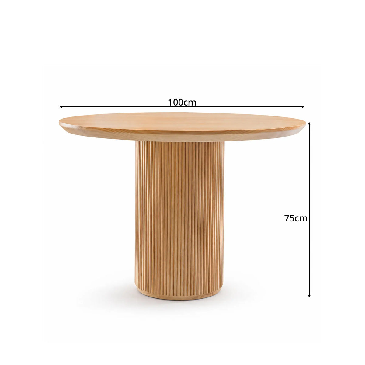LIVARA Round Solid Wood Dining Table Natural Pine Wood Cylindrical Base 100/110cm for Dining Room Apartment Cafe