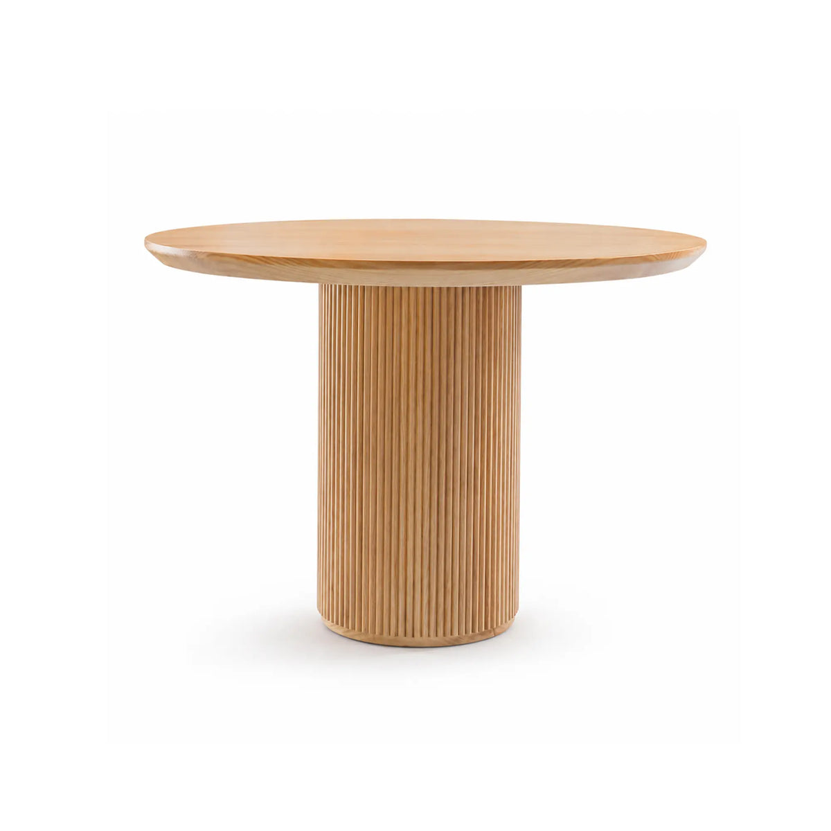 LIVARA Round Solid Wood Dining Table Natural Pine Wood Cylindrical Base 100/110cm for Dining Room Apartment Cafe