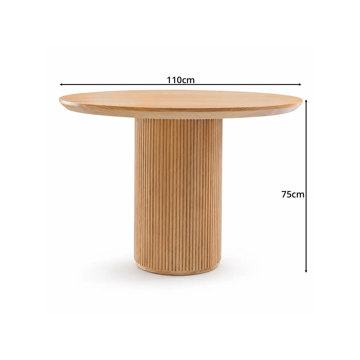 LIVARA Round Solid Wood Dining Table Natural Pine Wood Cylindrical Base 100/110cm for Dining Room Apartment Cafe