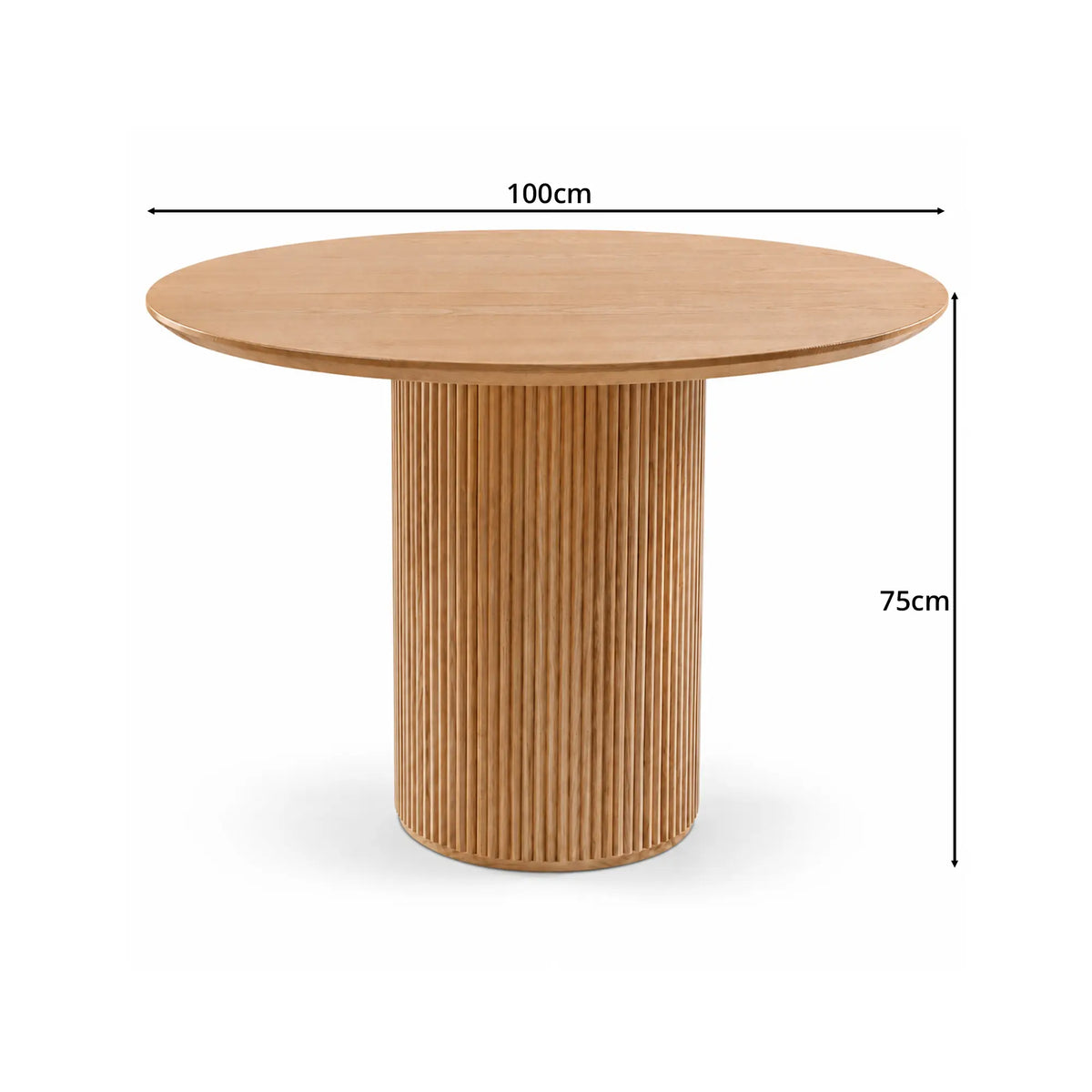 LIVARA Round Solid Wood Dining Table Natural Ash Wood Cylindrical Base 100/110cm for Dining Room Apartment Cafe