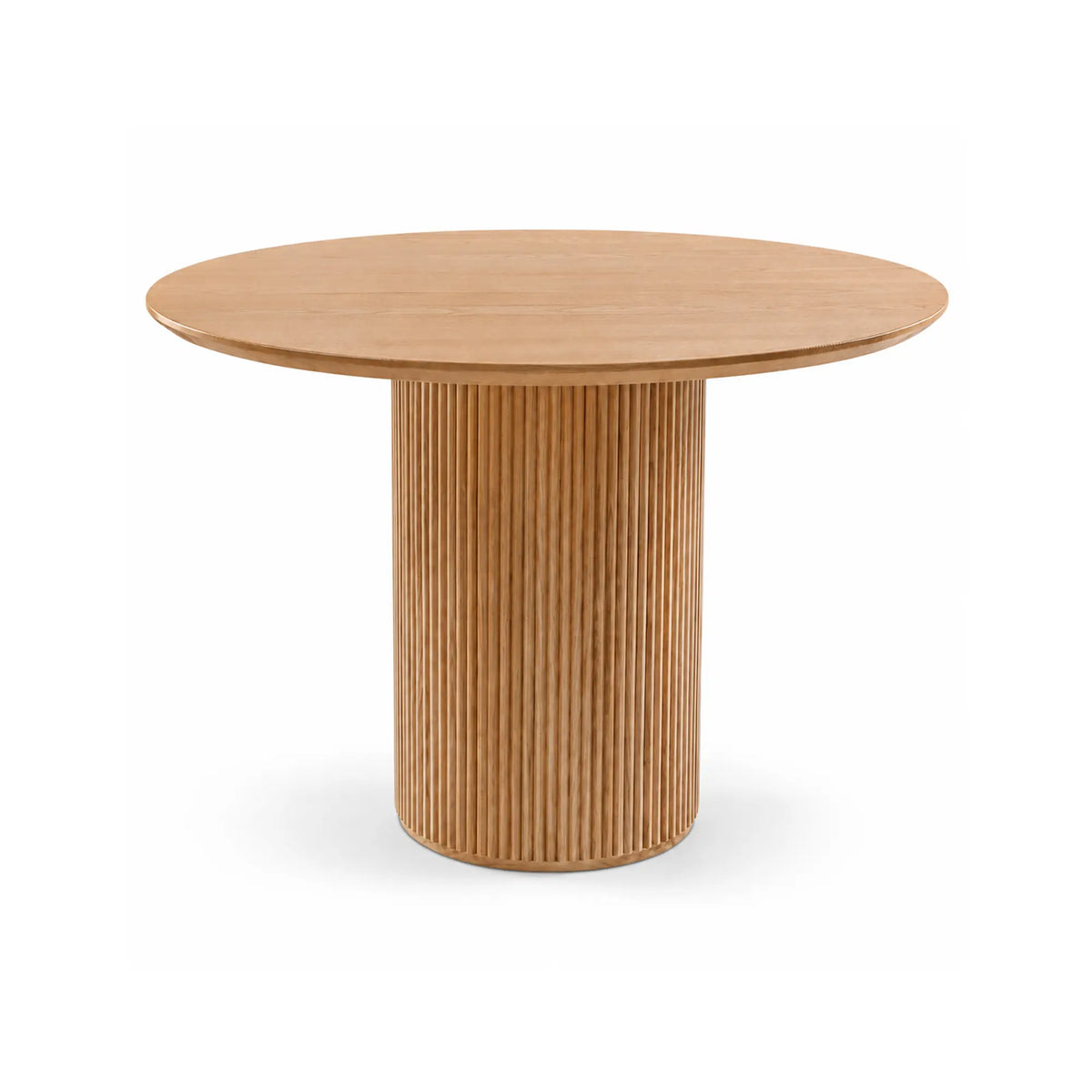 LIVARA Round Solid Wood Dining Table Natural Ash Wood Cylindrical Base 100/110cm for Dining Room Apartment Cafe