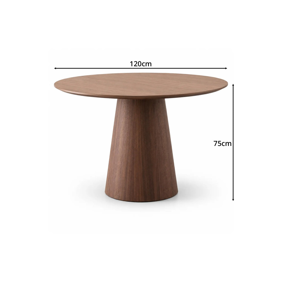 LIVARA Round Solid Wood Dining Table Natural Wood Grain Minimalist Design for Dining Room Apartment Lounge Space - Walnut
