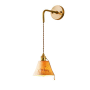 LIVARA Vintage Wall Light 40W Edison Bulb Deer Design Curved Arm Hanging Cord Brass Structure for Bedroom Hallway Living Room