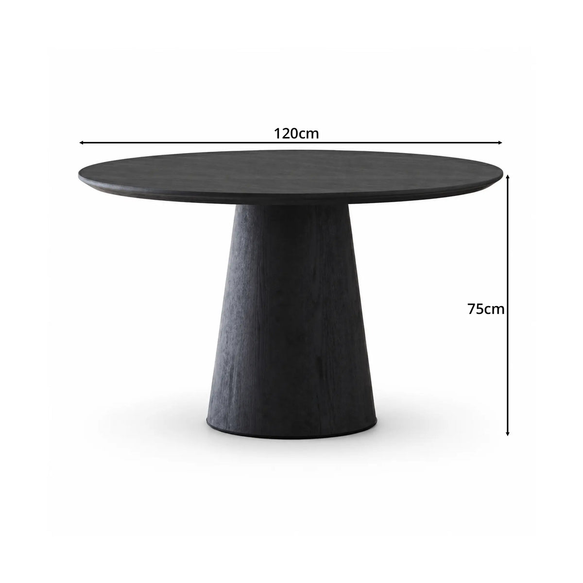 LIVARA Round Solid Wood Dining Table Natural Wood Grain Minimalist Design for Dining Room Apartment Lounge Space - Black