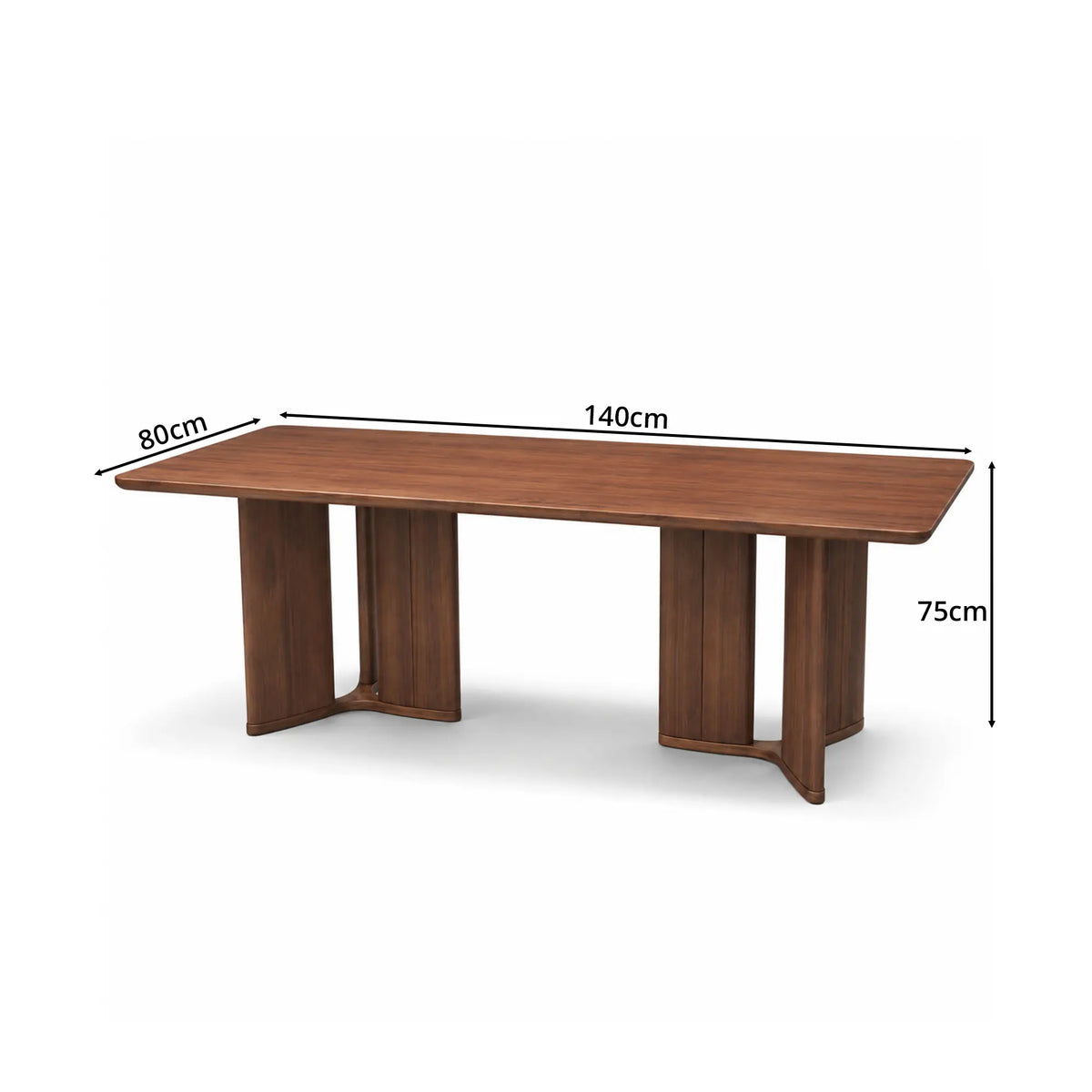 LIVARA Solid Wood Dining Table New Zealand Pine Dual Pedestal Support 140/160cm for Dining Room Apartment Open Kitchen