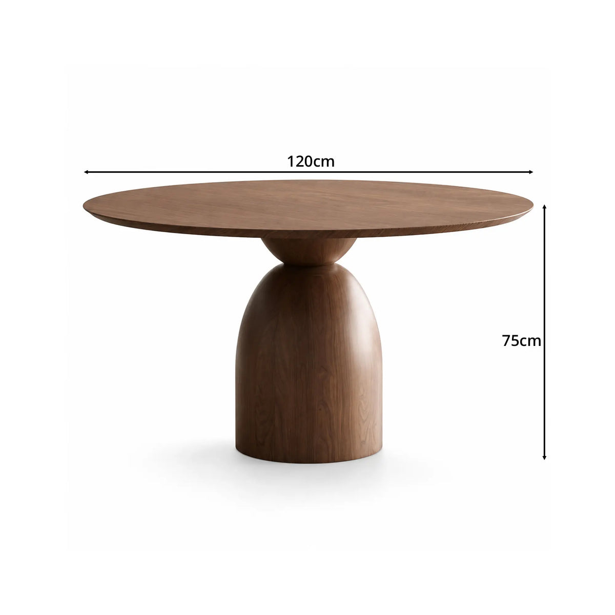LIVARA Round Dining Table FAS Grade Ash Wood Pedestal Base Thickened Top for Dining Room Apartment Lounge - Walnut