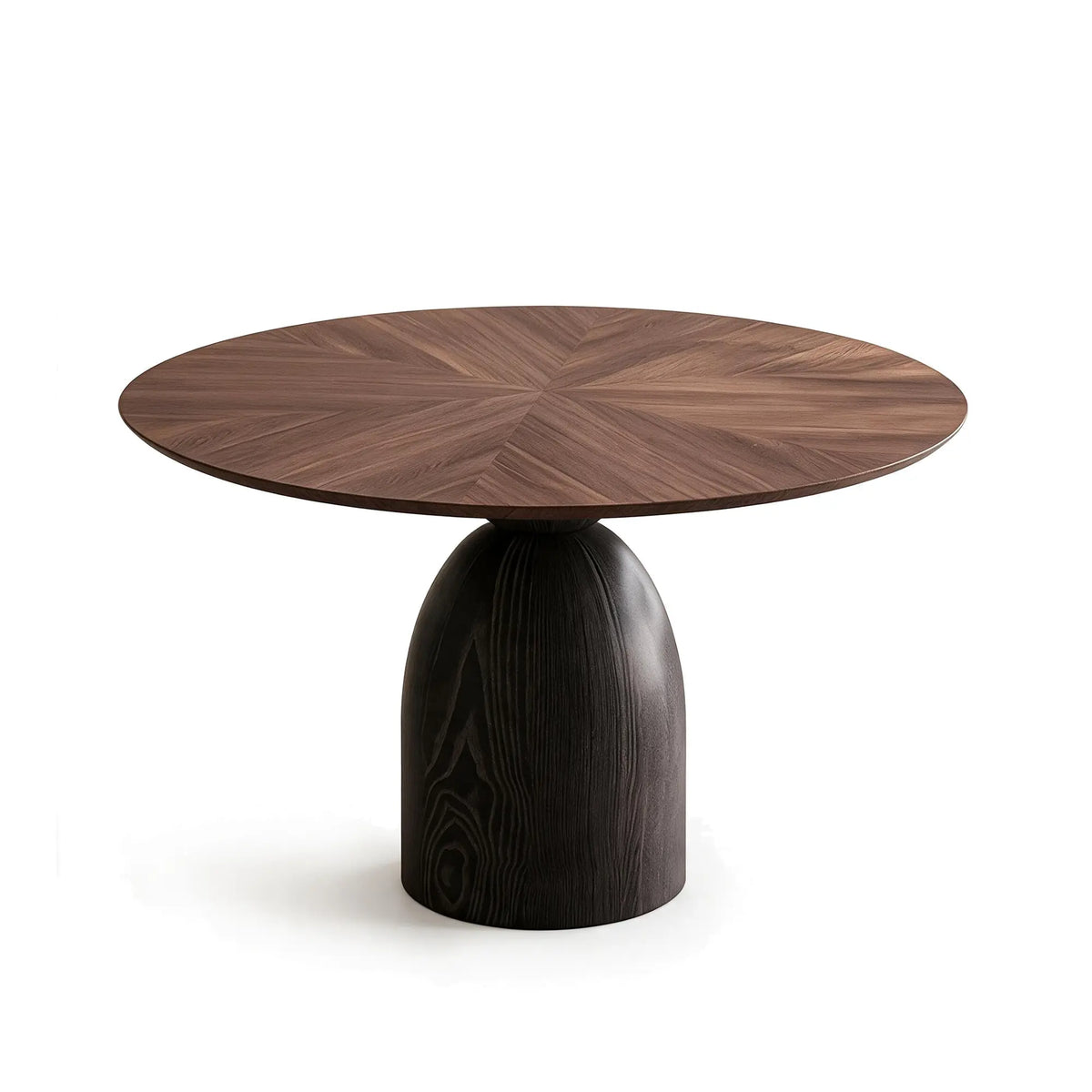 LIVARA Round Dining Table FAaS Grade Ash Wood Pedestal Base Thickened Top for Dining Room Apartment Lounge - Walnut & Black