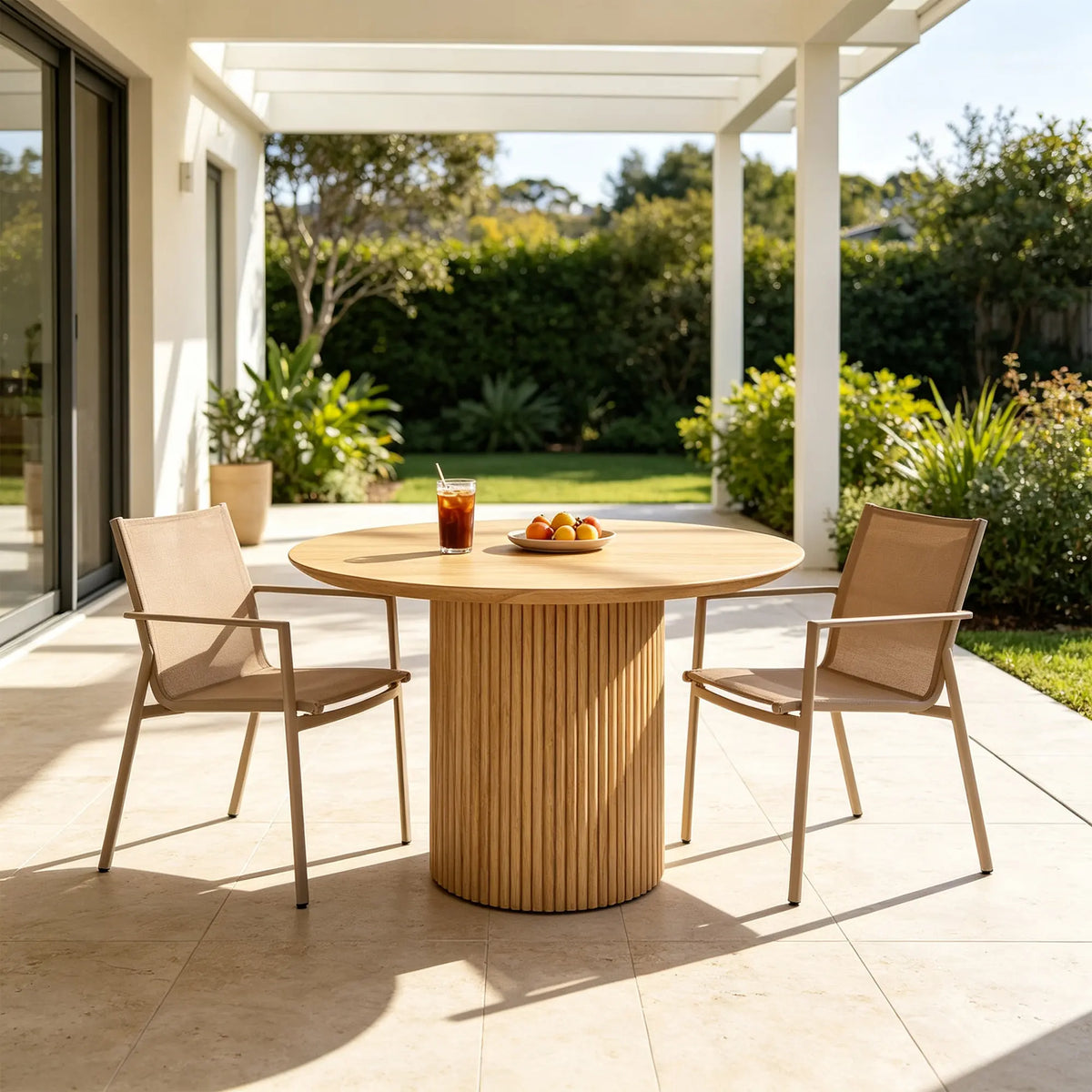 LIVARA Compact Round Dining Table Solid Wood Top Space Saving Pedestal Base for Small Dining Room Apartment Lounge - Wood