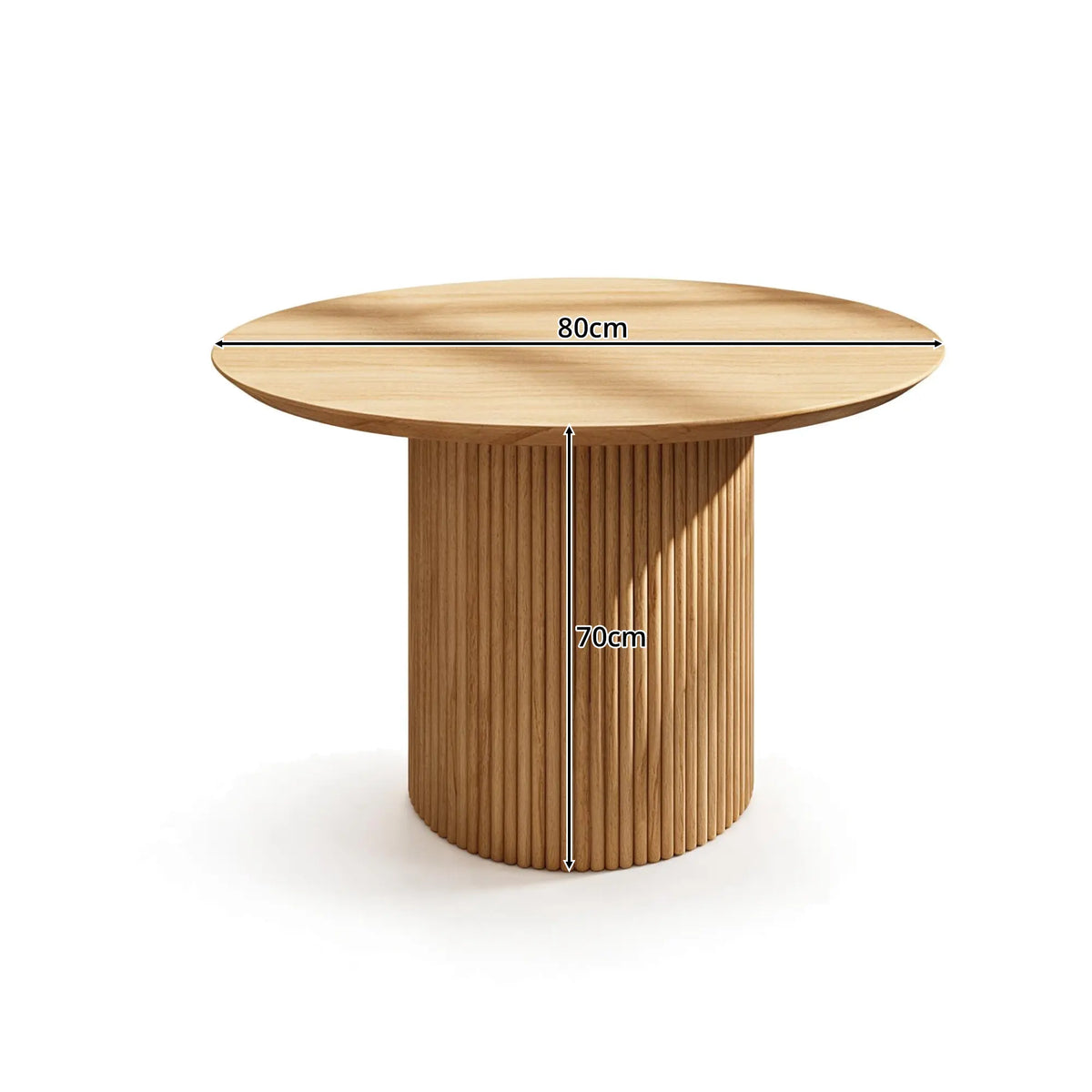 LIVARA Compact Round Dining Table Solid Wood Top Space Saving Pedestal Base for Small Dining Room Apartment Lounge - Wood