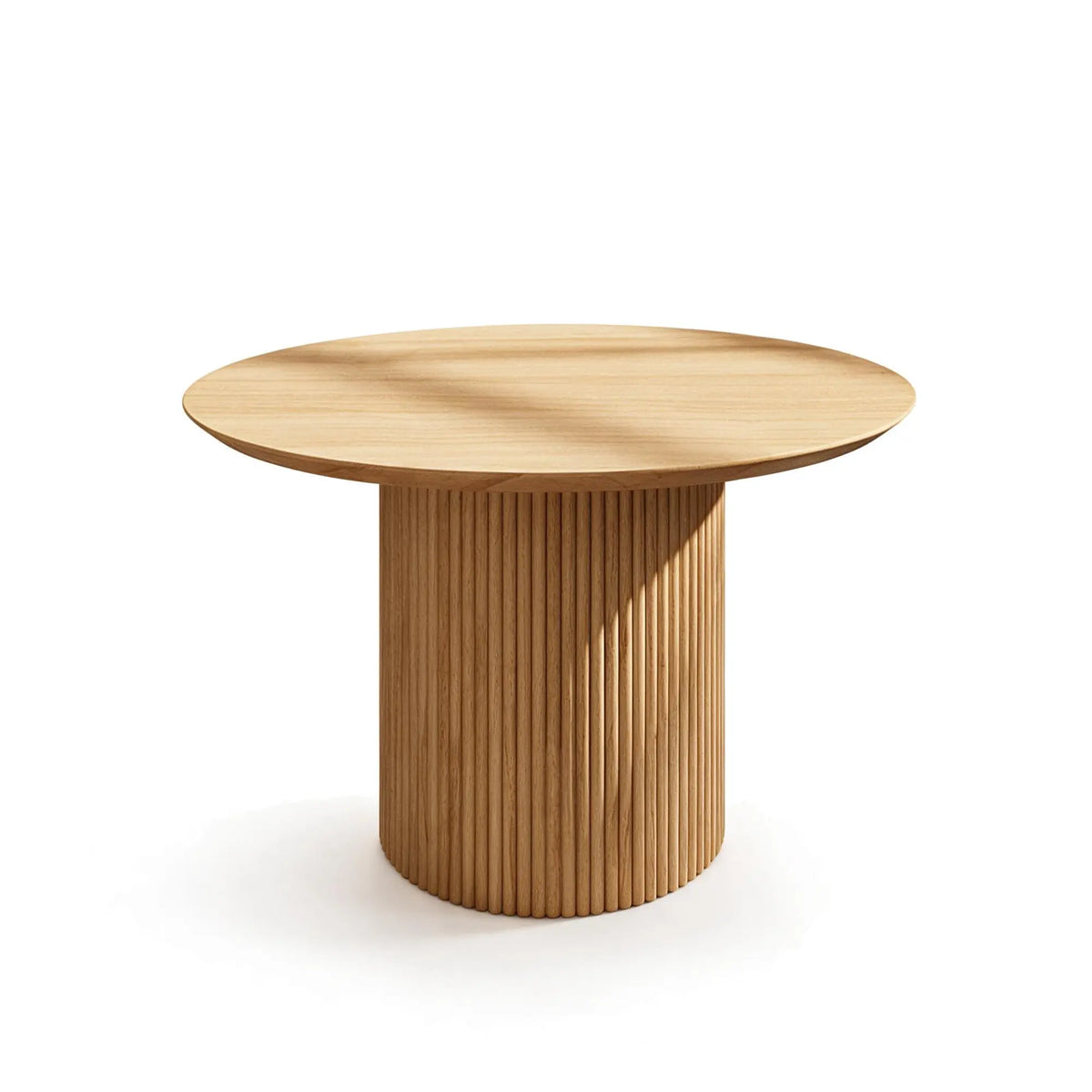 LIVARA Compact Round Dining Table Solid Wood Top Space Saving Pedestal Base for Small Dining Room Apartment Lounge - Wood