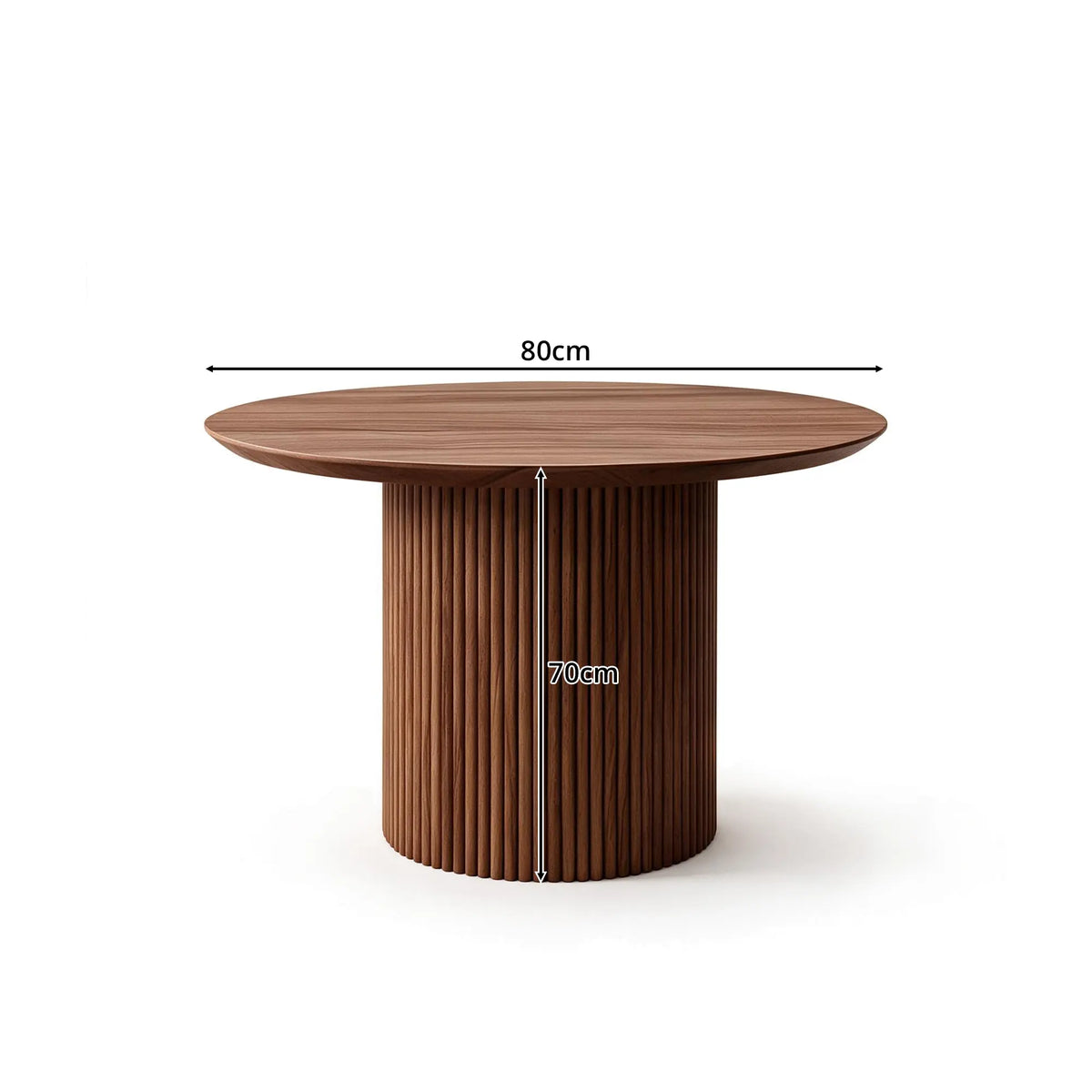 LIVARA Compact Round Dining Table Solid Wood Top Space Saving Pedestal Base for Small Dining Room Apartment Lounge - Walnut