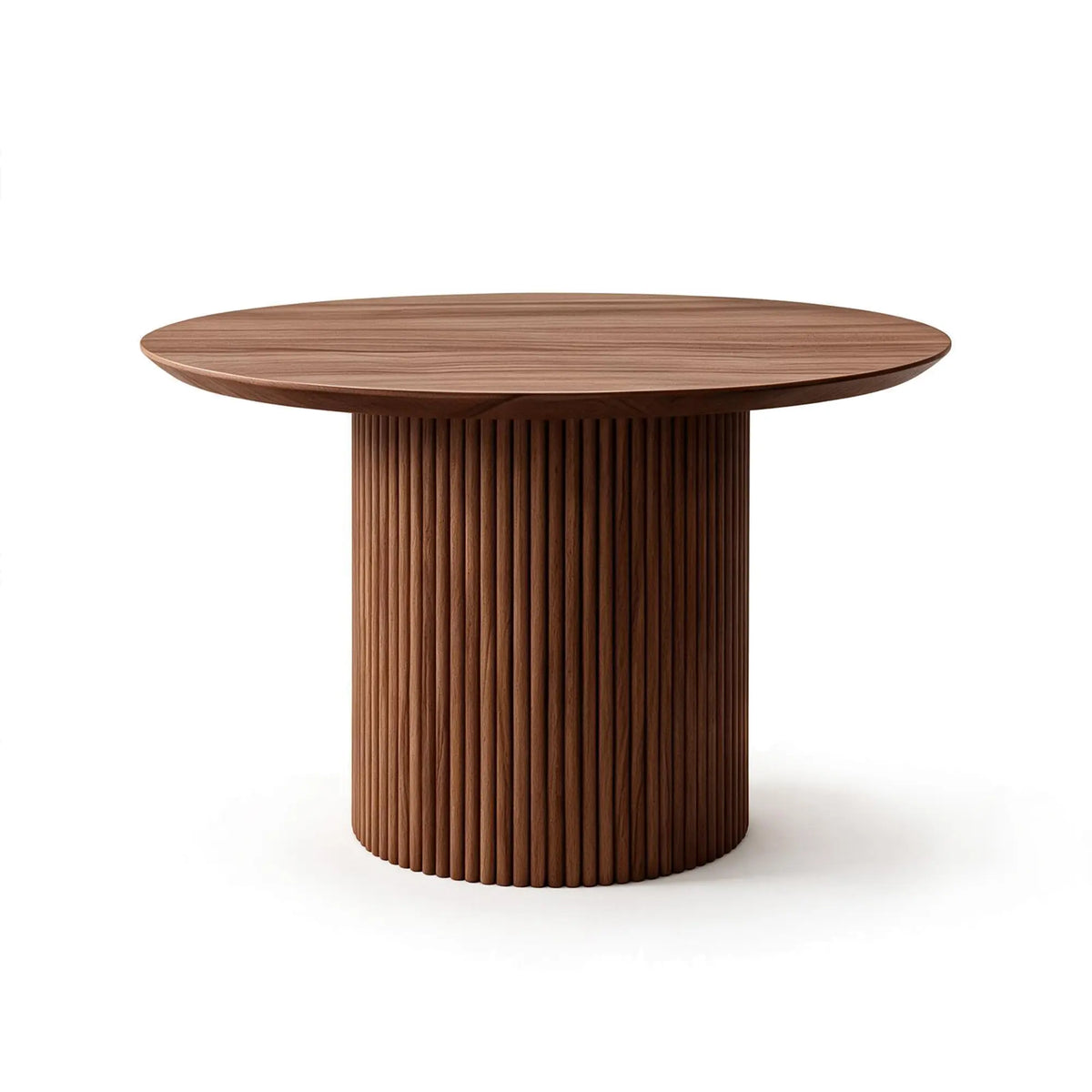 LIVARA Compact Round Dining Table Solid Wood Top Space Saving Pedestal Base for Small Dining Room Apartment Lounge - Walnut