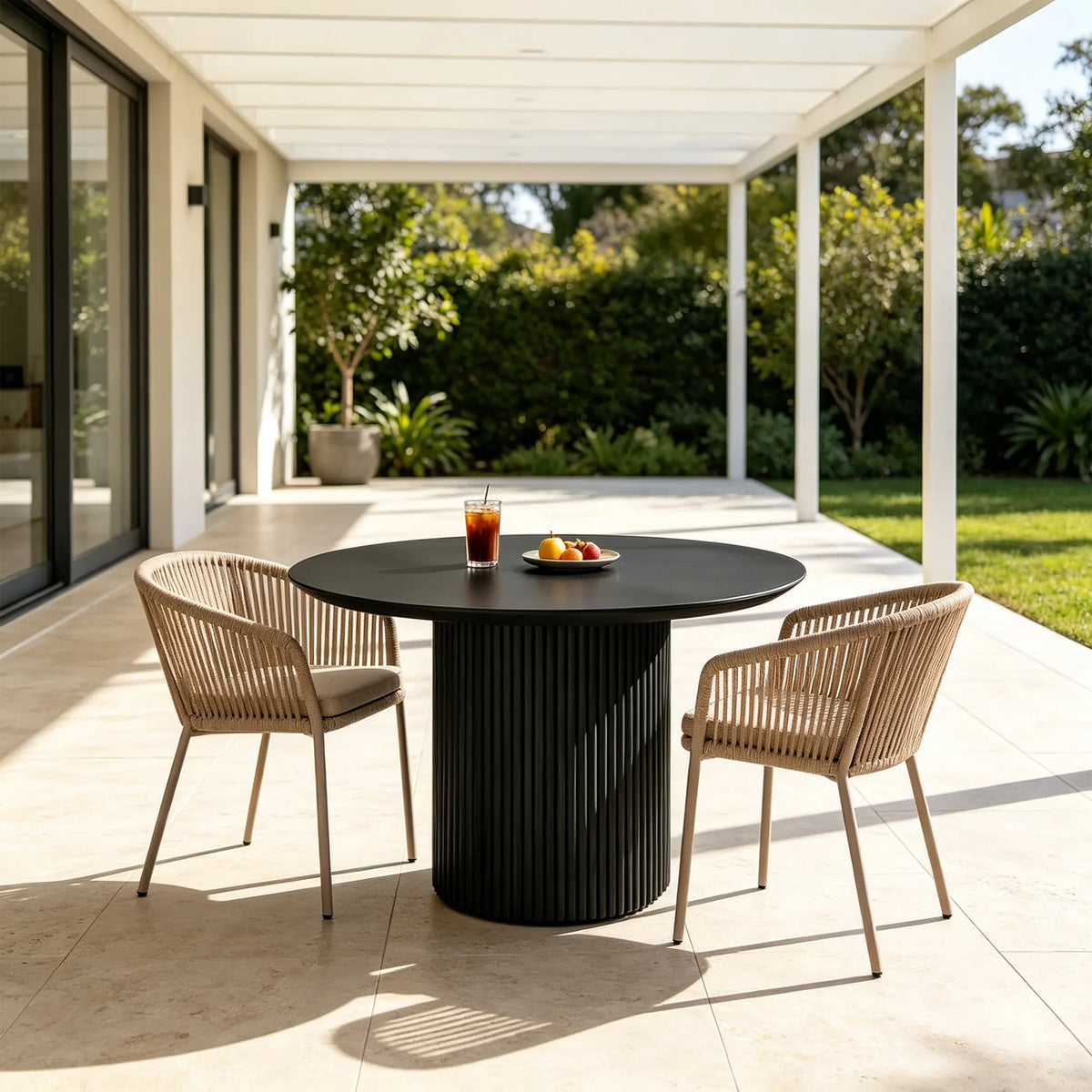 LIVARA Compact Round Dining Table Solid Wood Top Space Saving Pedestal Base for Small Dining Room Apartment Lounge - Black