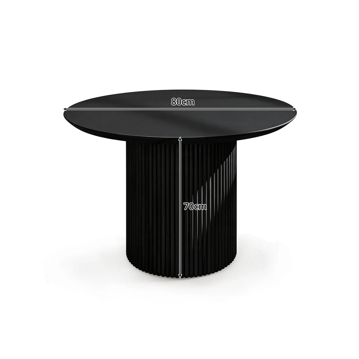 LIVARA Compact Round Dining Table Solid Wood Top Space Saving Pedestal Base for Small Dining Room Apartment Lounge - Black