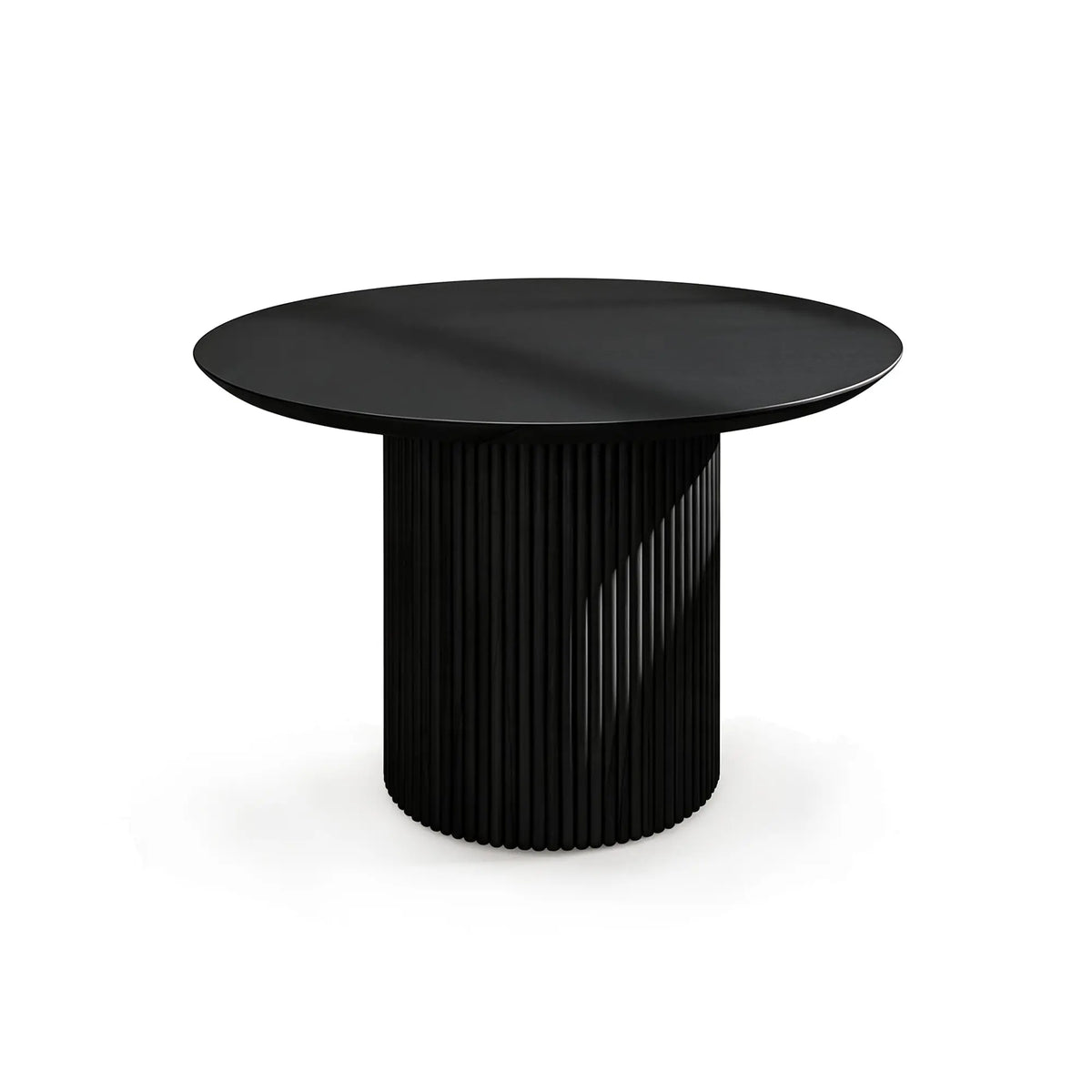 LIVARA Compact Round Dining Table Solid Wood Top Space Saving Pedestal Base for Small Dining Room Apartment Lounge - Black