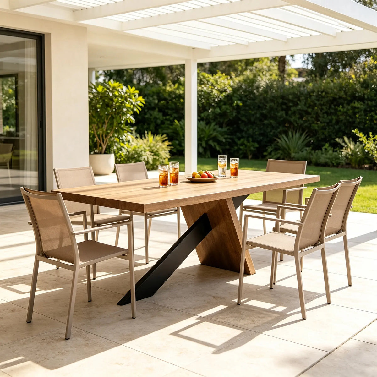 LIVARA Solid Wood Dining Table New Zealand Radiata Pine X Leg Design Thickened Top 180/200cm for Dining Room Kitchen Home Office