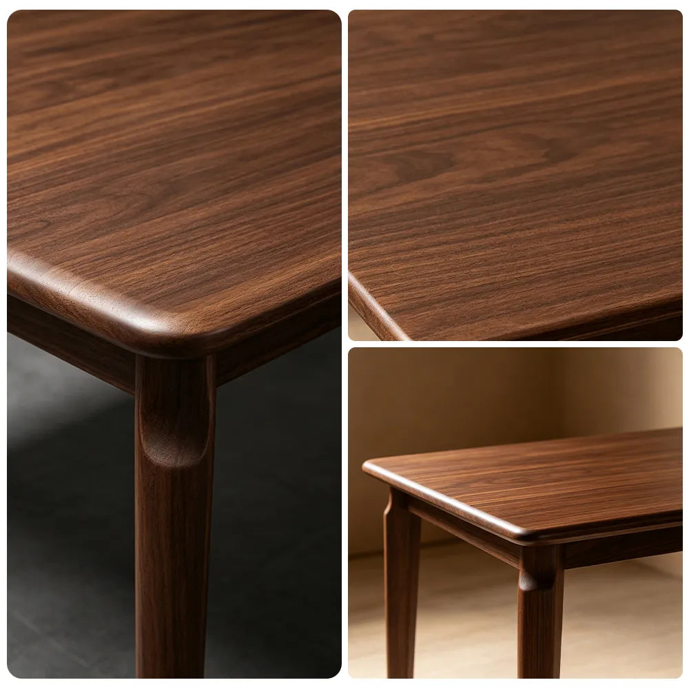 LIVARA 130cm Solid Oak Dining Table, Modern Rectangular Kitchen Table with Wide Plank Top and Sturdy Solid Wood Legs - Dark Walnut