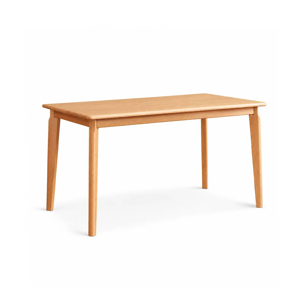 LIVARA 130cm Solid Oak Dining Table, Modern Rectangular Kitchen Table with Wide Plank Top and Sturdy Solid Wood Legs - Wood