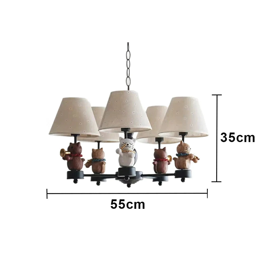 LIVARA Vintage Chandelier LED Bulb Included Fabric Shade Elegant Style for Bedroom Dining Living Room - Black