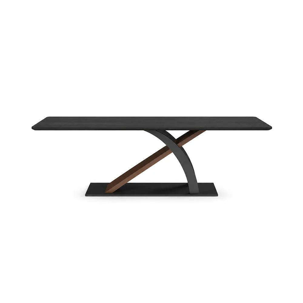 LUXORA 140/160cm Solid New Zealand Pine Wood Dining Table, Modern Rectangular Table with Wood Wax Oil Finish and Carbon Steel Legs - Dark Wood & Black