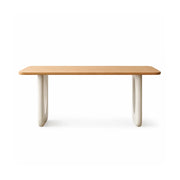 LIVARA 140/160cm Solid Rubberwood Dining Table, Modern Rectangular Kitchen Table with Rounded Edges and Oval Openwork Panel Legs - Natural