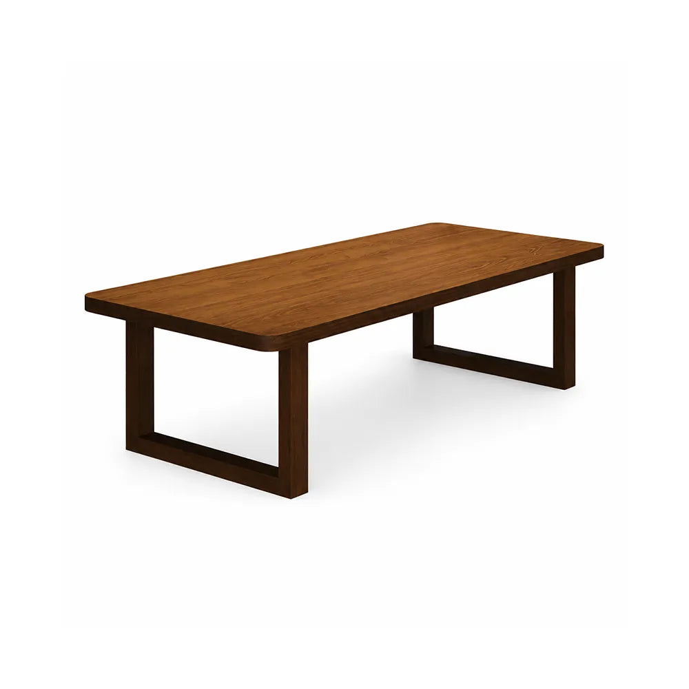 LIVARA 140/160cm Solid New Zealand Pine Wood Dining Table, Modern Rectangular Kitchen Table with 5cm Thick Top and U Shaped Wooden Legs - Walnut