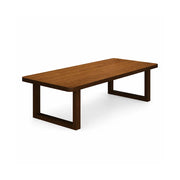 LIVARA 140/160cm Solid New Zealand Pine Wood Dining Table, Modern Rectangular Kitchen Table with 5cm Thick Top and U Shaped Wooden Legs - Walnut