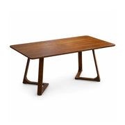 LIVARA 140/150cm Walnut Solid Rubberwood Dining Table, Modern Rectangular Kitchen Table with Stylish V-Shaped Wooden Legs - Walnut
