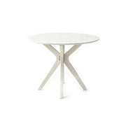 LIVARA 120cm Folding Round Dining Table, Space-Saving Walnut Kitchen Table with Drop-Leaf Top and Cross-Shaped Wooden Pedestal Base - White