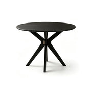 LIVARA 120cm Folding Round Dining Table, Space-Saving Walnut Kitchen Table with Drop-Leaf Top and Cross-Shaped Wooden Pedestal Base - Black