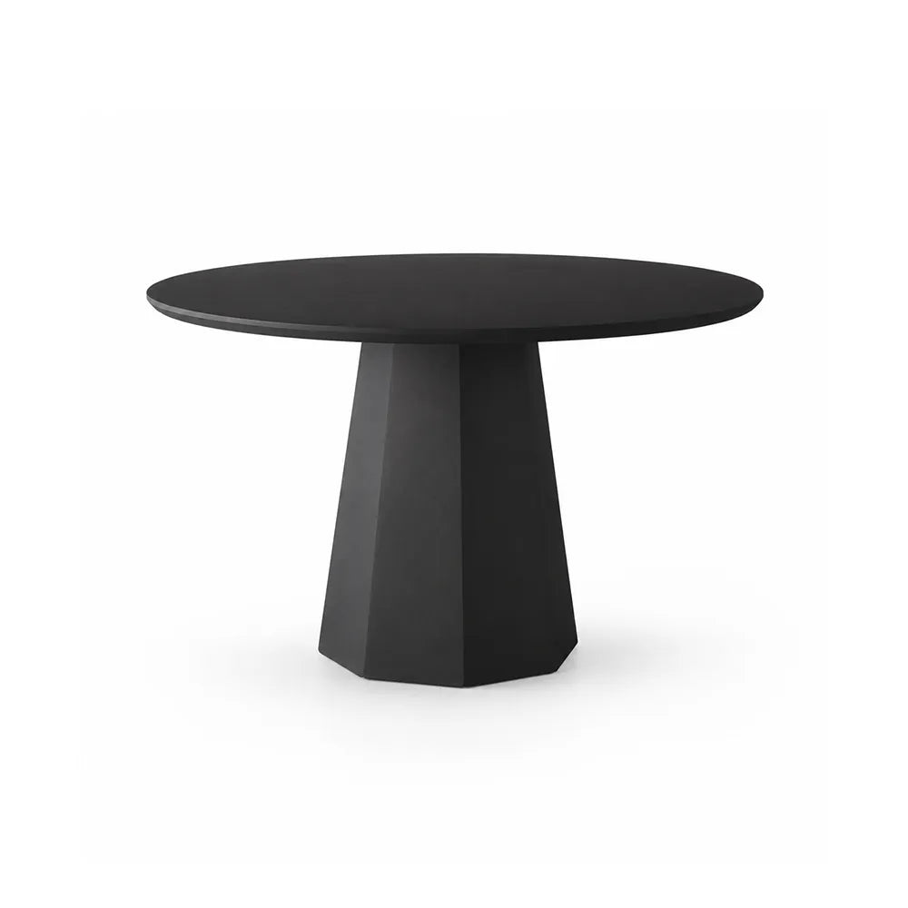 LIVARA Modern Round Solid Wood Dining Table Thickened Wood Grain Top Sculptural Pedestal Base Minimalist Style 120/130cm for Dining Room Kitchen - Black