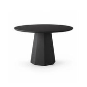 LIVARA Modern Round Solid Wood Dining Table Thickened Wood Grain Top Sculptural Pedestal Base Minimalist Style 120/130cm for Dining Room Kitchen - Black