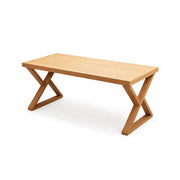 LIVARA Rectangular Solid Rubberwood Desk 40mm Thick Top X-Shaped Wooden Legs 160x80cm for Home Office - Natural Wood