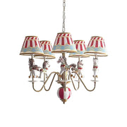 LIVARA Vintage Chandelier Playground Horse Design LED Bulb Included Fabric Shade Elegant Style for Bedroom Dining Living Room