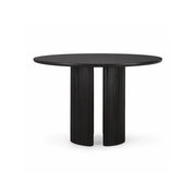 LIVARA Modern Square Solid Pine Wood Dining Table Smooth Top Double Fluted Pedestal Base 90/100cm for Dining Room Kitchen - Black
