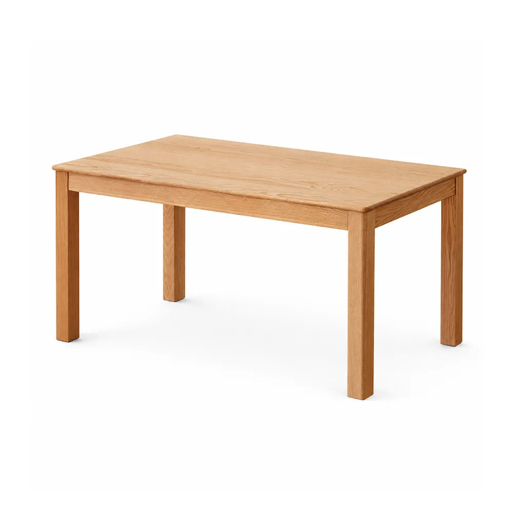 LIVARA Modern Rectangular Solid Red Oak Dining Table 20mm Thick Top Reinforced Wooden Legs 140cm for Dining Room Kitchen - Natural Wood