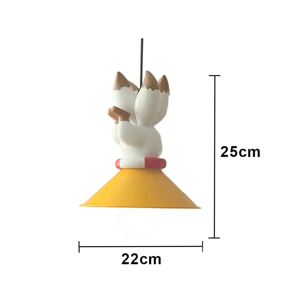 LIVARA Vintage Chandelier Nine-Tailed Fox Design LED Bulb Included Fabric Shade Elegant Style for Bedroom Dining Living Room