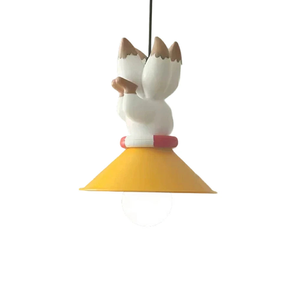 LIVARA Vintage Chandelier Nine-Tailed Fox Design LED Bulb Included Fabric Shade Elegant Style for Bedroom Dining Living Room