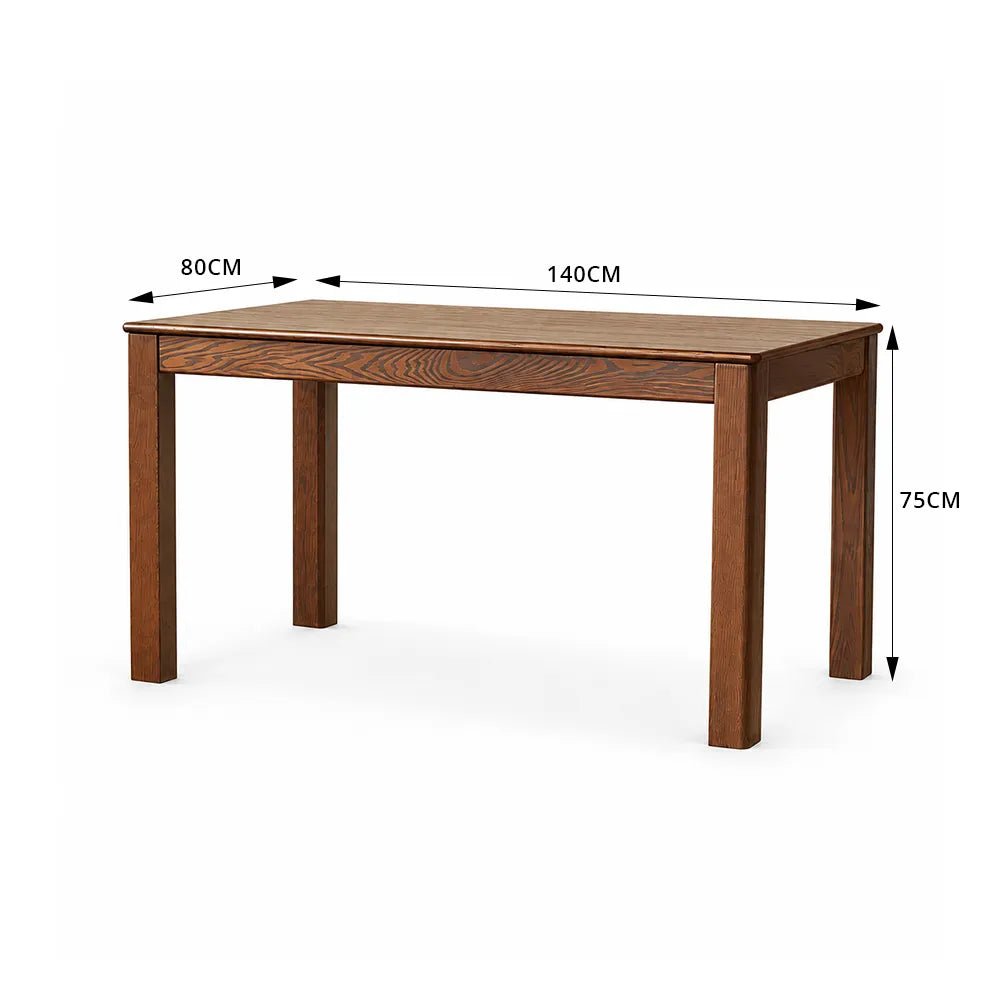 LIVARA Modern Rectangular Solid Red Oak Dining Table 20mm Thick Top Reinforced Wooden Legs 140cm for Dining Room Kitchen - Walnut