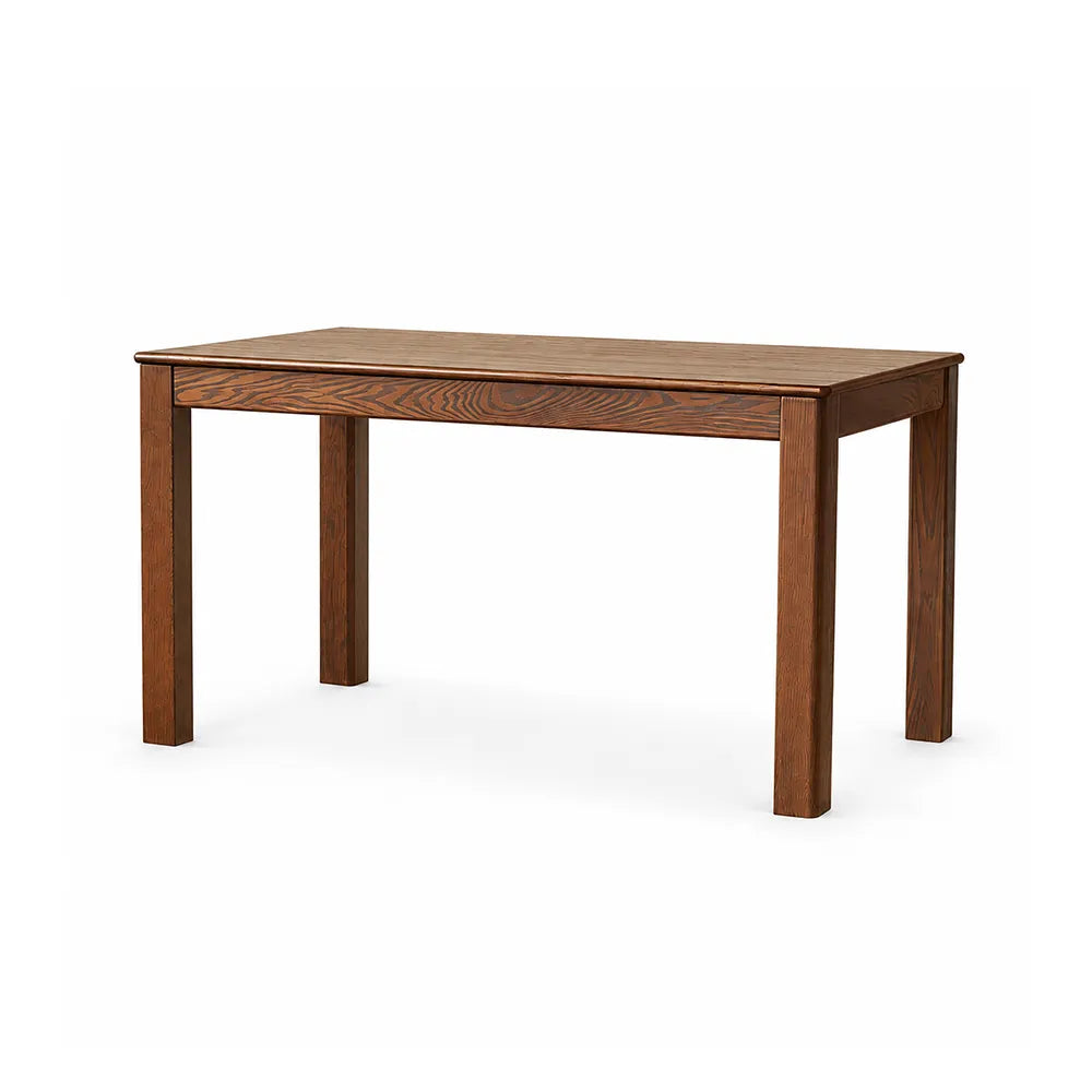 LIVARA Modern Rectangular Solid Red Oak Dining Table 20mm Thick Top Reinforced Wooden Legs 140cm for Dining Room Kitchen - Walnut