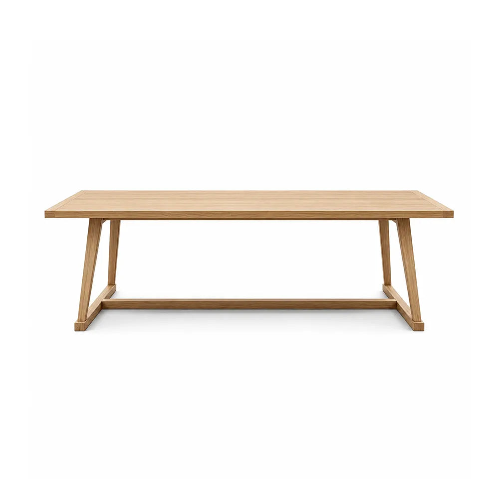LIVARA Modern Rectangular Solid Pine Wood Dining Table 50mm Thick Top Sturdy Trestle Base 140/160cm for Dining Room Home Office - Natural Wood