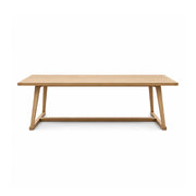 LIVARA Modern Rectangular Solid Pine Wood Dining Table 50mm Thick Top Sturdy Trestle Base 140/160cm for Dining Room Home Office - Natural Wood